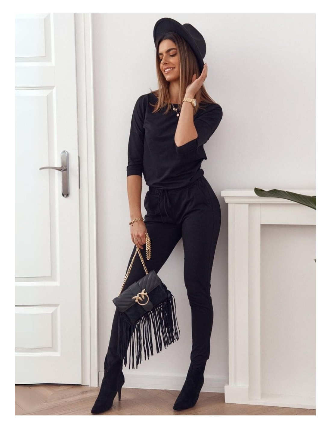 Women\'s jumpsuit fastened with a zipper at the back, black 2401 - Online store - Boutique